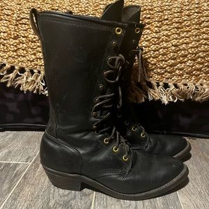 Women's Leather Vulcan Lace Up Work Boots, vintage Black, fits 8.5